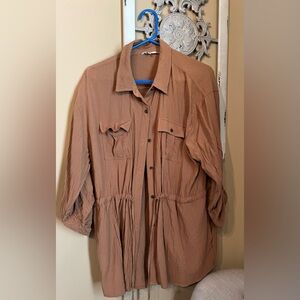 Calvin Klein gauze blouse with ruched waist detail